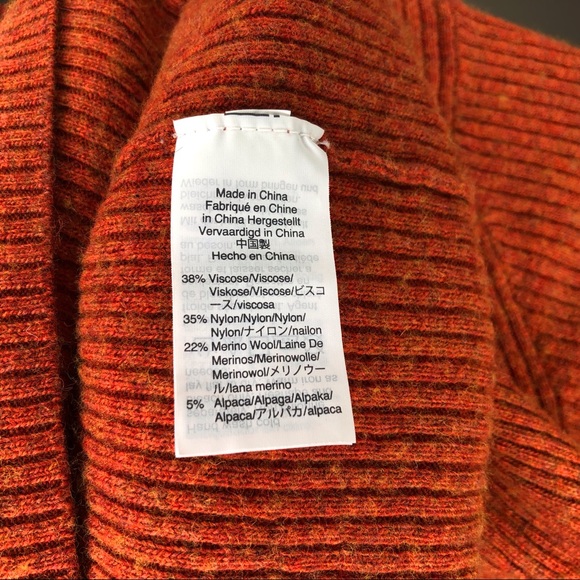 Madewell Orange Ribbed Wool Crew Neck Sweater XL - Picture 5 of 5